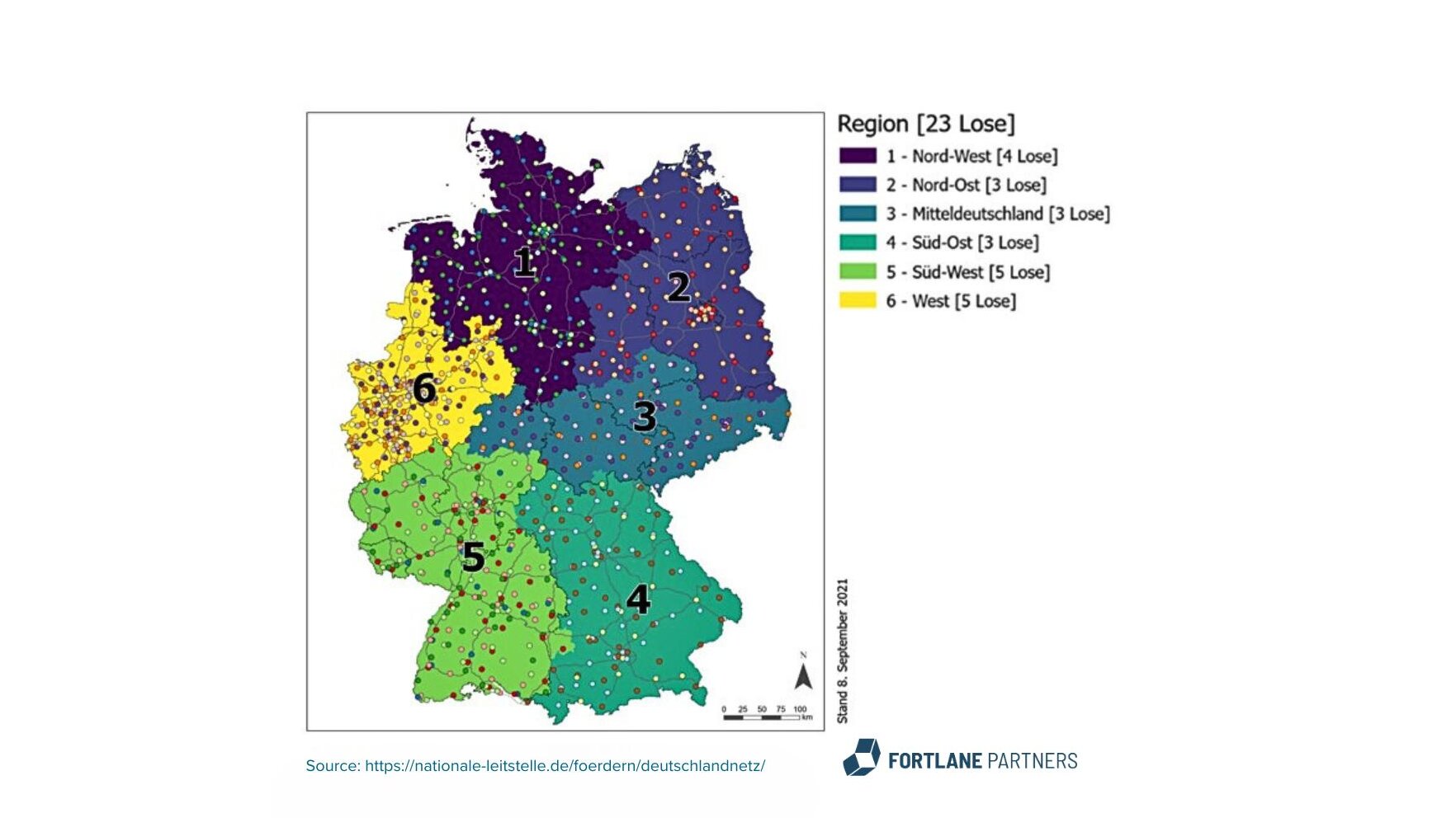 german map divided in different regions and colors